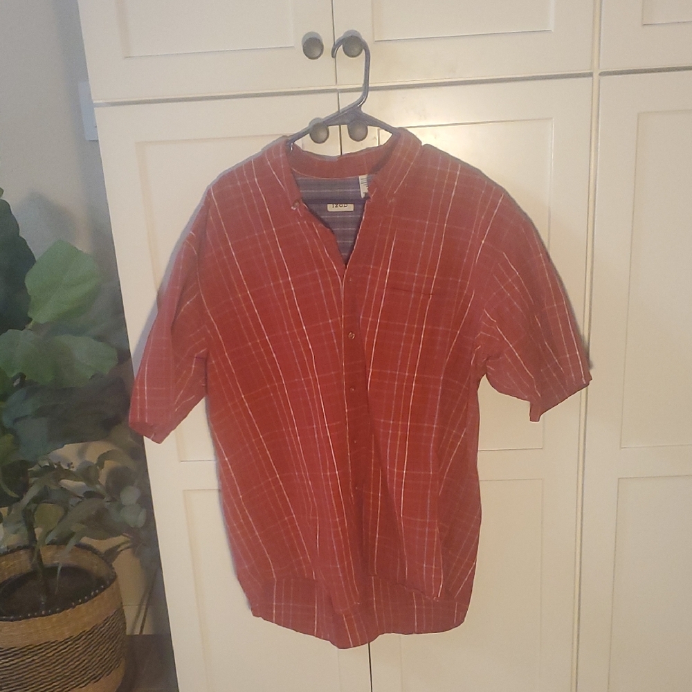 Izod Red Plaid Casual Button Down Shirt